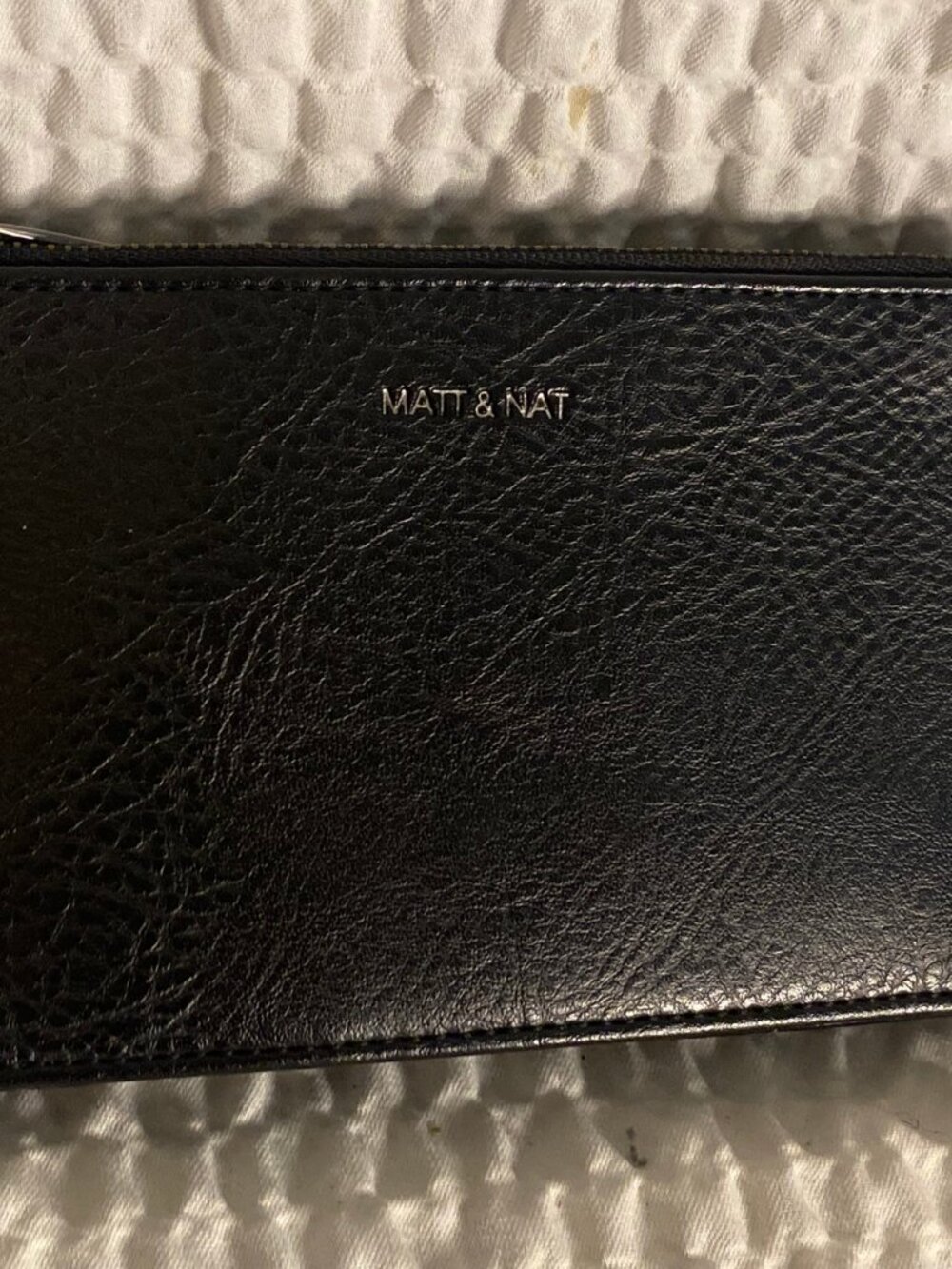 Matt & Nat Wallet Vegan Leather Black 7" Snap Closure and Zipper Coin Pocket